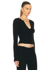 Alexander Wang V Neck Long Sleeve Top With Logo Necklace