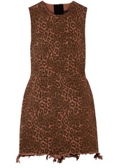 Alexander Wang Woman Frayed Leopard-print Cotton-twill Mini Dress Animal Print