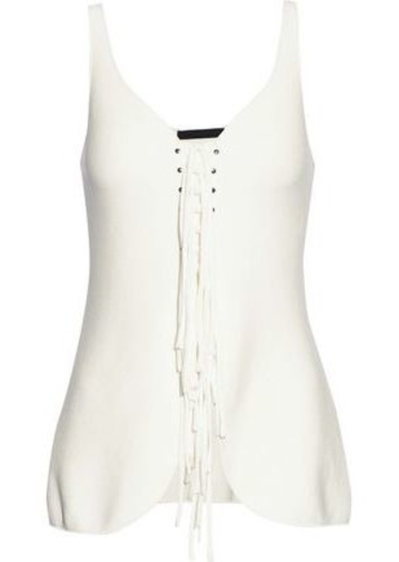 Alexander Wang Woman Lace-up Ponte Top Ivory