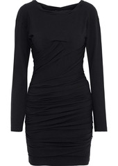 Alexander Wang Woman Ruched Stretch-cotton Jersey Mini Dress Black