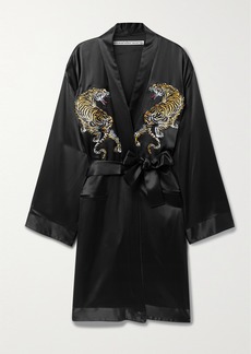 Alexander Wang Appliqued Belted Silk-satin Dress