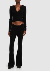 Alexander Wang Boot Leg Wool Blend Pants W/ Logo Chain