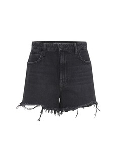 Alexander Wang Cotton Denim Shorts W/ Raw Cut Hem