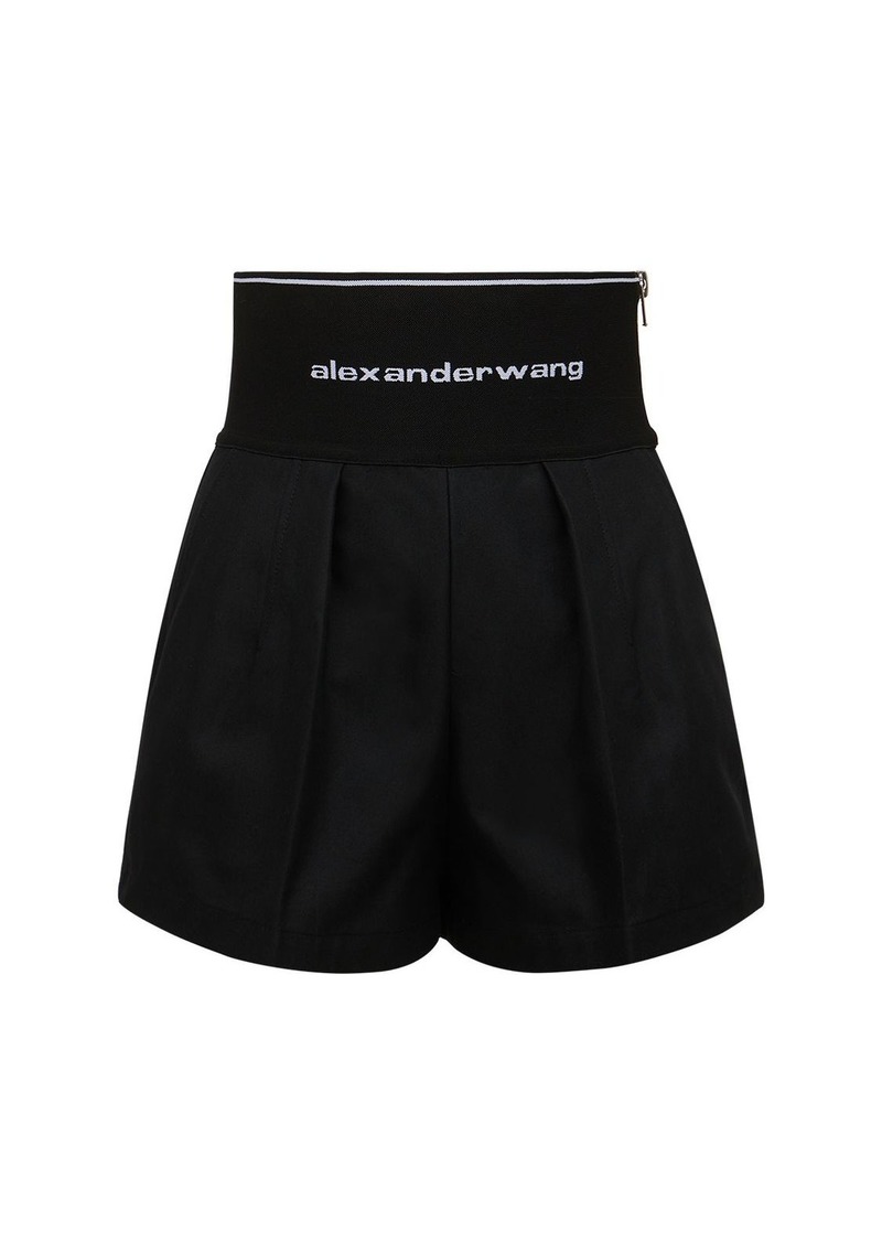Alexander Wang Cotton Safari Shorts W/ Logo Waistband