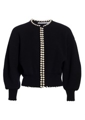 Alexander Wang Cropped Faux-Pearl Placket Cardigan