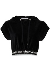 Alexander Wang cropped logo-trim hoodie