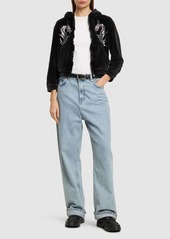 Alexander Wang Cropped Zip Up Cotton Hoodie