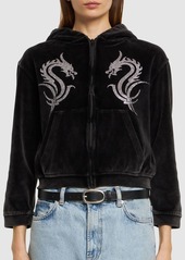 Alexander Wang Cropped Zip Up Cotton Hoodie