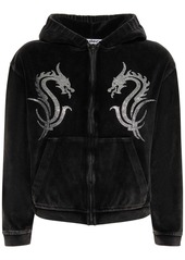 Alexander Wang Cropped Zip Up Cotton Hoodie