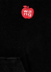 Alexander Wang Cropped Zip Up Cotton Hoodie W/ Logo