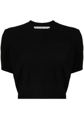 Alexander Wang logo-embossed cropped knitted top