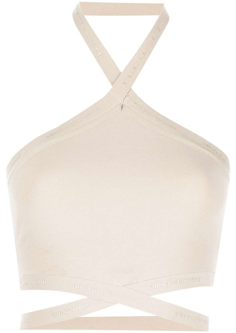 Alexander Wang logo-trim halterneck top