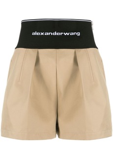 Alexander Wang logo-waist pleated shorts