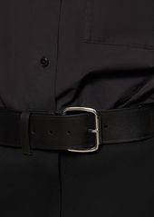 Alexander Wang Mini Cotton Shirt Dress W/ Leather Belt