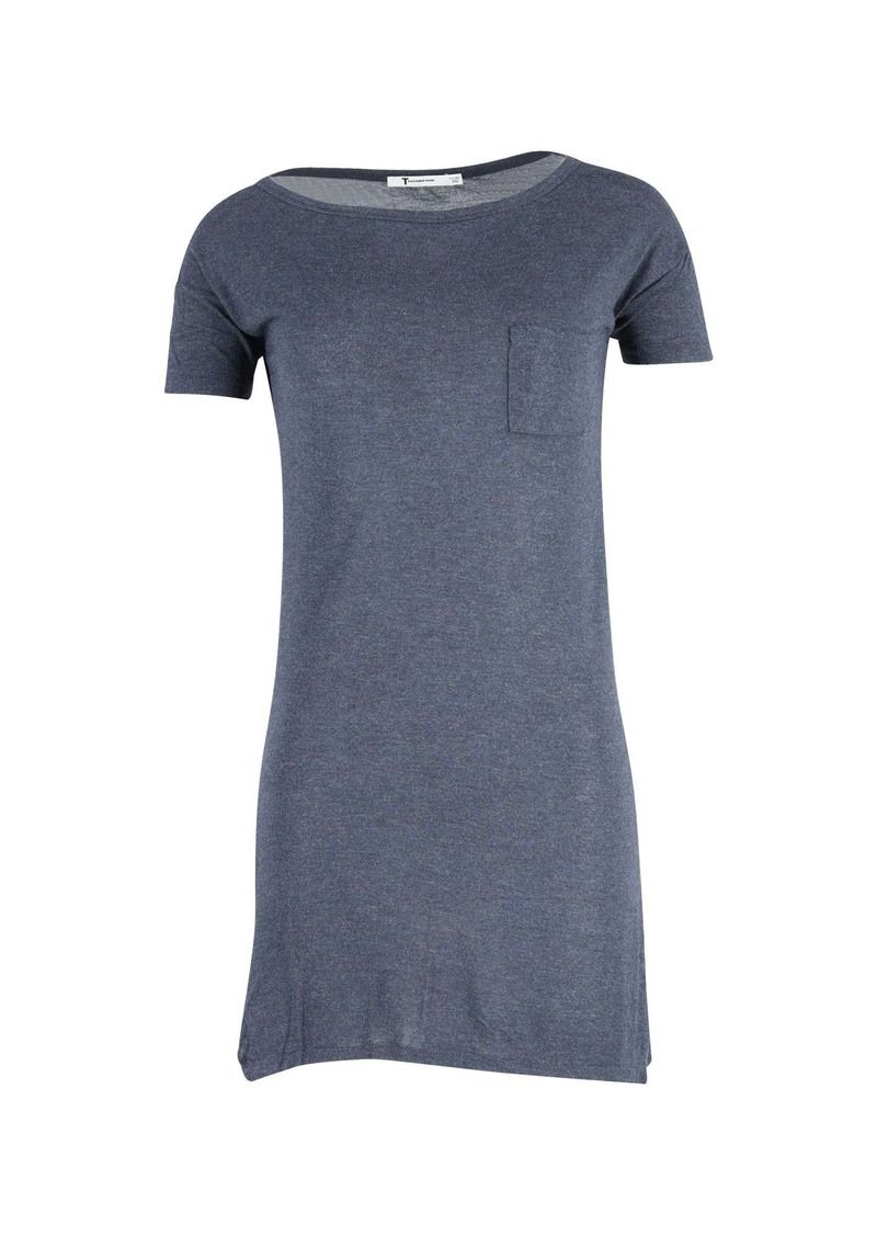 T by Alexander Wang Scoop Neck Mini Dress in Blue Rayon