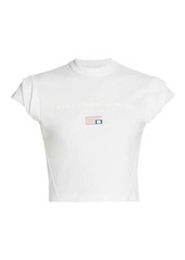 Alexander Wang Twisted-Sleeve Logo Crop T-Shirt
