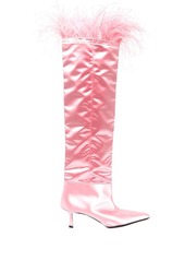 Alexander Wang Viola 65mm feather-trim knee-high boots