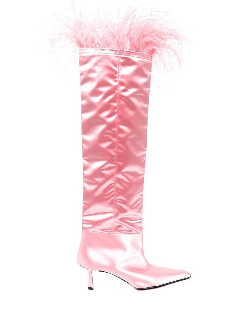 Alexander Wang Viola 65mm feather-trim knee-high boots