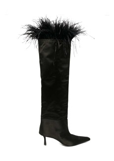 Alexander Wang Viola feather-trim satin boots
