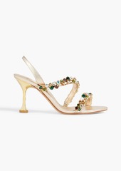 Alexandre Birman - Betina Crystal 85 crystal-embellished metallic leather slingback sandals - Metallic - EU 36