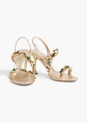 Alexandre Birman - Betina Crystal 85 crystal-embellished metallic leather slingback sandals - Metallic - EU 36