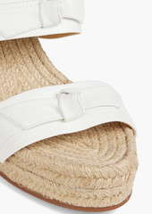 Alexandre Birman - Clarita 75 bow-embellished leather espadrille wedge mules - White - EU 35