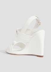 Alexandre Birman - Clarita bow-detailed leather wedge slingback sandals - White - EU 35
