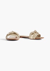 Alexandre Birman - Clarita bow-embellished metallic braided leather slides - Metallic - EU 35.5