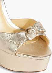 Alexandre Birman - Clarita bow-embellished metallic leather platform sandals - Metallic - EU 41