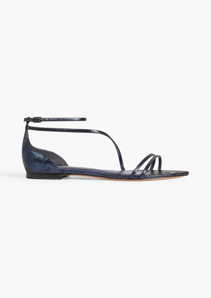 Alexandre Birman - Demi metallic snake-effect leather sandals - Blue - EU 36