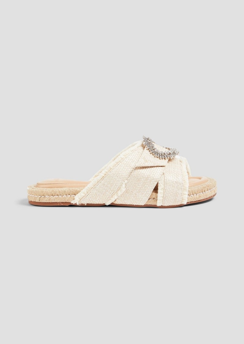 Alexandre Birman - Madelina embellished leather and raffia espadrille sandals - White - EU 35