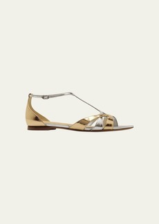Alexandre Birman Anitta Bicolor Metallic T-Strap Sandals