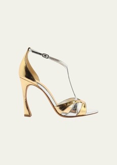 Alexandre Birman Anitta Bicolor Metallic T-Strap Sandals