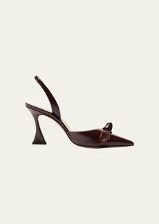 Alexandre Birman Clarita Bell Leather Bow Slingback Pumps