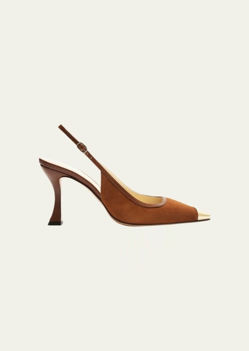 Alexandre Birman Olivia Suede Cap-Toe Slingback Pumps