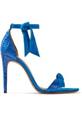 Alexandre Birman Woman Clarita Knotted Suede And Croc-effect Leather Sandals Cobalt Blue