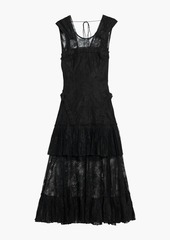 Alexis - Feliciana tie-back pleated Chantilly lace midi dress - Black - L
