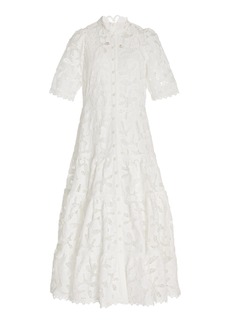 Alexis - Ledina Lace Broderie Midi Dress - White - XS - Moda Operandi