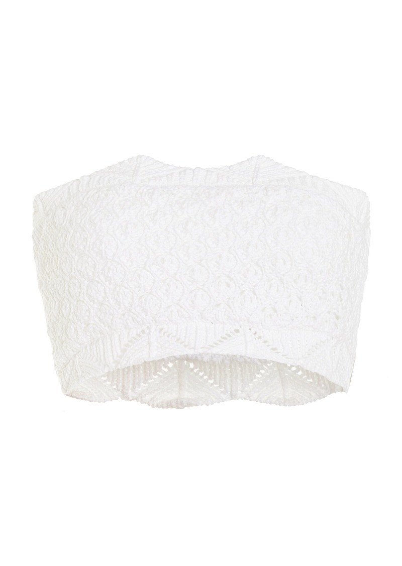 Alexis - Lily Knit Cotton Crop Top - White - S - Moda Operandi