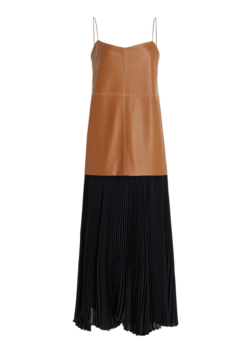 Alexis - Piatta Vegan Leather-Georgette Midi Dress - Brown - L - Moda Operandi