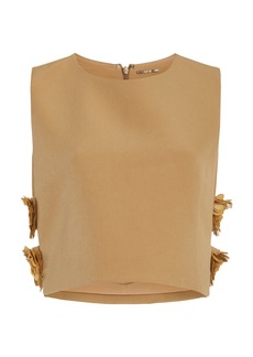 Alexis - Raylin Floral-Appliquéd Crepe Top - Neutral - M - Moda Operandi