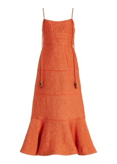 Alexis - Vereda Sculpted Jacquard Midi Dress - Orange - L - Moda Operandi