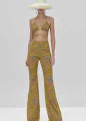 Alexis - Women's Salima Paisley Cotton-Twill Flared-Leg Pants - Purple/yellow - Moda Operandi
