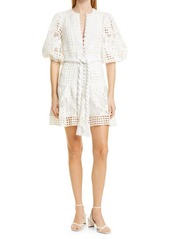 ALEXIS Zazario Embroidered Lace Belted Dress in Moonlight at Nordstrom