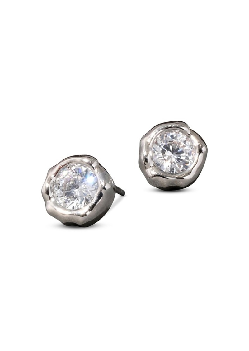 Alexis Bittar Asterales Crystal Molten Stud Earrings in Rhodium Plated