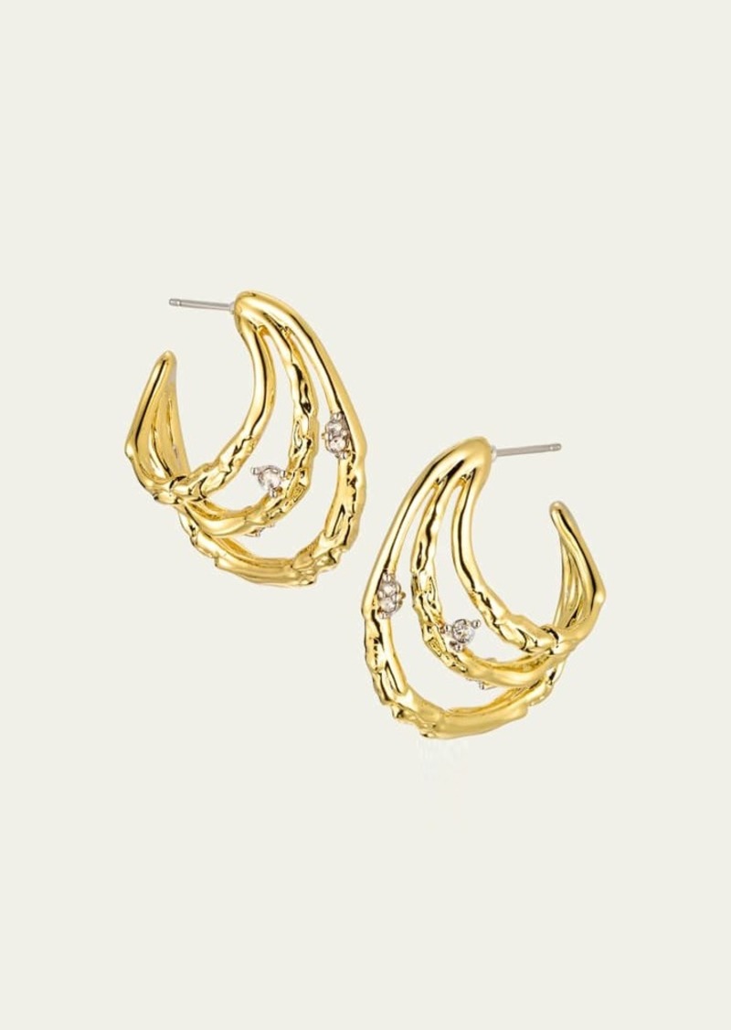 Alexis Bittar Brut Gold Crystal Thorn Orbit Hoop Earrings