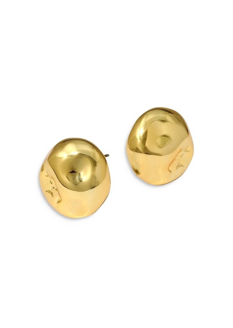 Alexis Bittar Brut Sculptural Button Earrings in 14K Gold Plated