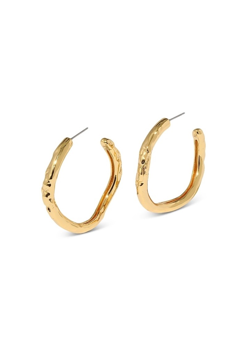 Alexis Bittar Brut Sculptural Tube Hoop Earrings in 14K Gold Plated