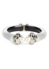 Alexis Bittar Future Antiquity Multi-Crystal & Imitation Pearl Capped Lucite Cuff Bracelet
