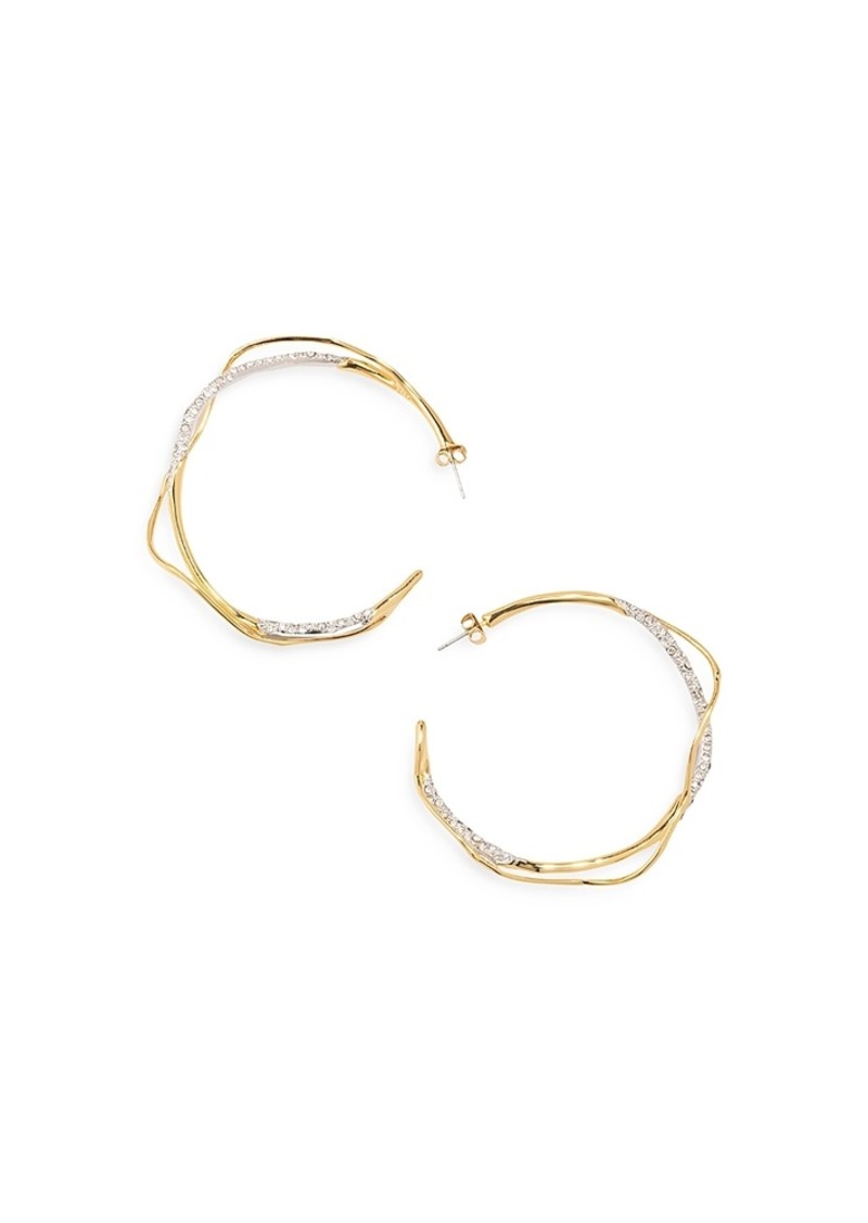 Alexis Bittar Intertwined Two Tone Pave Hoop Earrings